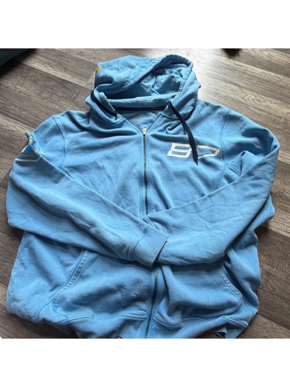 Reebok Crosby 87 Mens Blue Full-Zip Hoodie Sweatshirt With Pockets & Drawstring